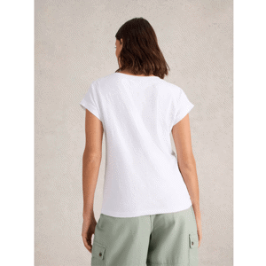 White Stuff Nelly Embroidered Notch Neck Tee